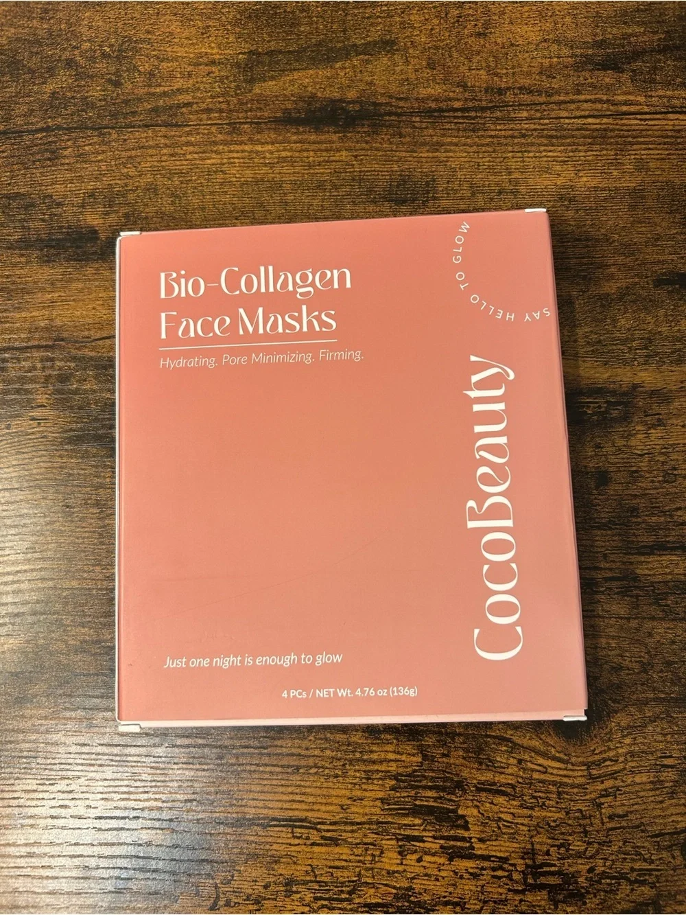 CocoBeauty Bio-Collagen Face Masks 4 Pack Hydrating Firming Pore Minimizing